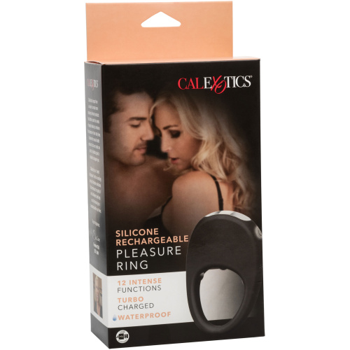Silicone Rechargeable Pleasure Ring - Black - Black