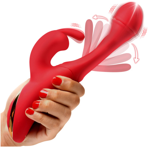 Rabbit Flick Flicking Silicone Rabbit Vibrator - Red
