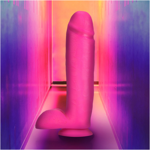 Neo Elite - 10 Inch Silicone Dual Density Cock With Balls - Neon Pink