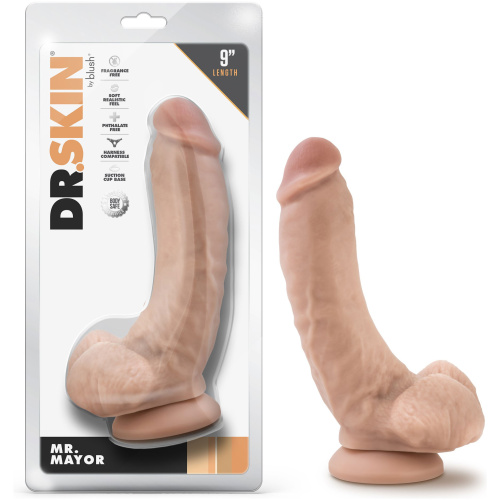 Dr. Skin - Mr. Mayor - 9 Inch Dildo With Balls - Beige