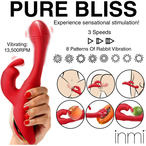 Rabbit Flick Flicking Silicone Rabbit Vibrator - Red