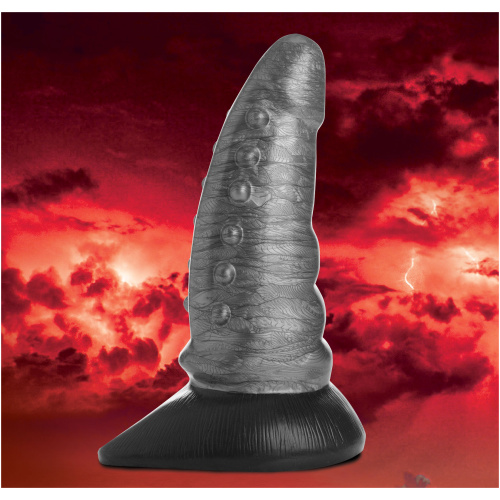 Beastly Tapered Bumpy Silicone Dildo - Silver