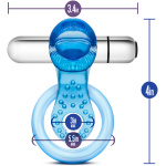Stay Hard 10 Function Vibrating Tongue Ring - Blue