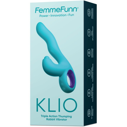 Klio Triple Action Thumping Rabbit Vibrator - Turquoise