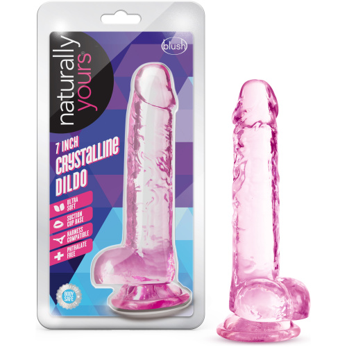 Naturally Yours - 7 Inch Crystalline Dildo - Rose