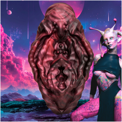 Xeno Pussy Vulva Silicone Grinder - Red/black