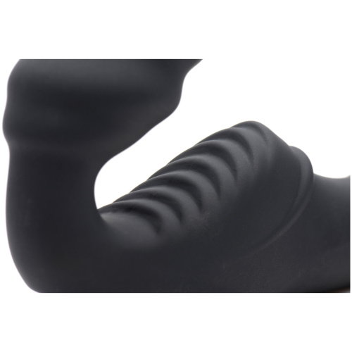 Slim Rider Ribbed Vibrating Silicone Strapless Strap-On