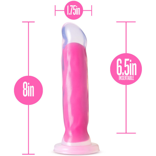 Neo Elite Glow in the Dark - Marquee - 8 Inch Silicone Dual Density Dildo - Neon Pink