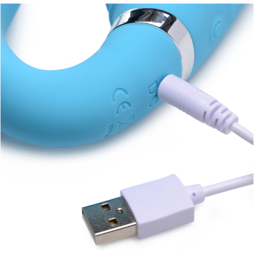 10x Mighty Rider Vibrating Strapless Strap-on - Blue