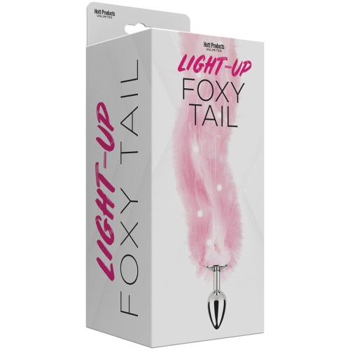 Foxy Tail - Light Up Faux Fur Butt Plug - Pink Plug - Pink