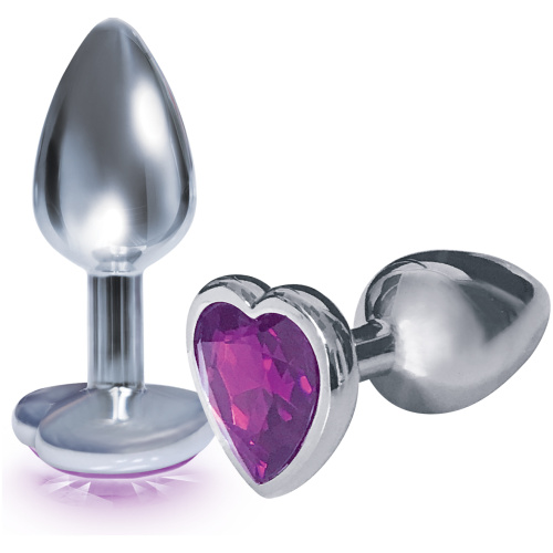 The 9's the Silver Starter Heart Bejeweled Stainless Steel Plug - Violet