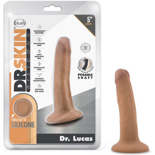 Dr. Skin Silicone - Dr. Lucas - 5 Inch Dong With Suction Cup - Mocha