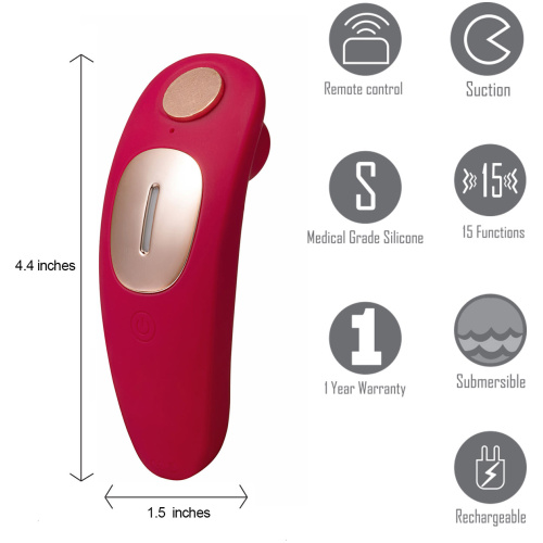 Remi 15-Function Rechargeable Remote Control Suction Panty Vibe - Red