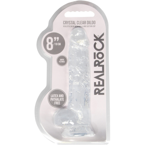 8 Inch Realistic Dildo With Balls - Translucent
