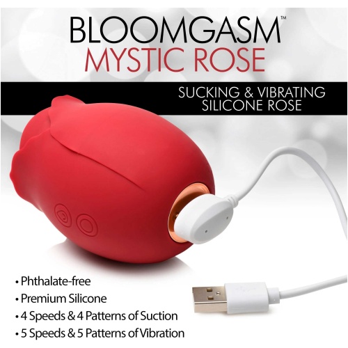 Mystic Rose Sucking and Vibrating Silicone Rose - Red