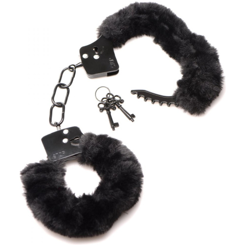 Cuffed in Fur Furry Handcuffs - Black