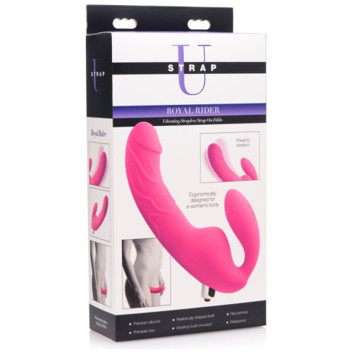 Royal Rider Vibrating Strapless Strap- on Dildo - Pink