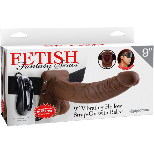 Fetish Fantasy Series 9-Inch Vibrating Hollow Strap-on With Balls - Brown