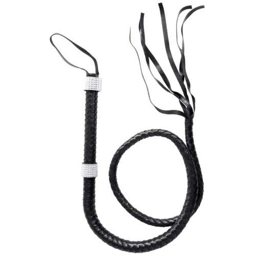 Rhinestone Handle Whip - Black