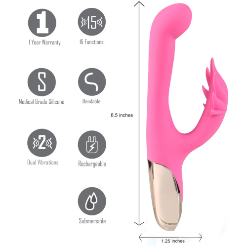 Maui 420 Series - Dual Motor G-Spot Pot Leaf - Rechargeable Vibrator - Pink