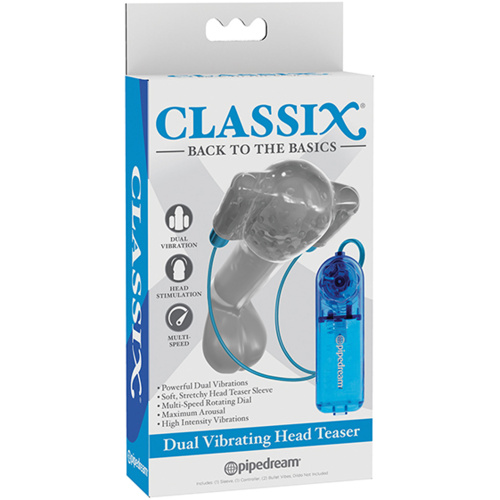 Classix Dual Vibrating Head Teaser - Blue/clear