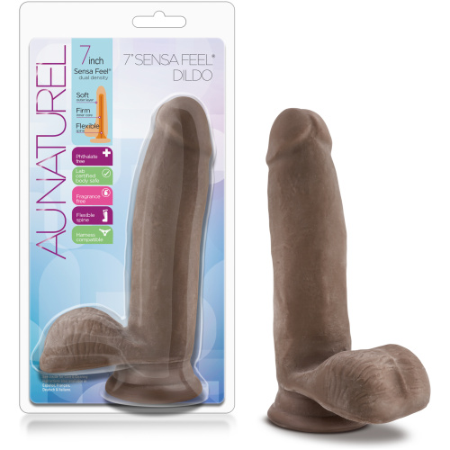 Au Naturel - 7 Inch Sensa Feel Dildo - Chocolate