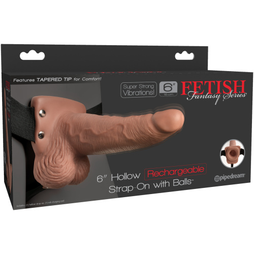 Fetish Fantasy Series 6 Inch Hollow Rechargeable Strap-on With Balls - Tan