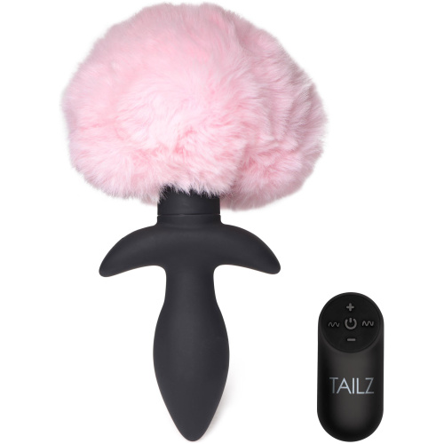 Waggerz Moving and Vibrating Bunny Tail Anal Plug - Pink