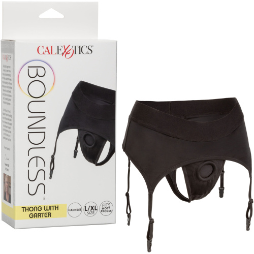 Boundless Thong With Garter - L/xl - Black