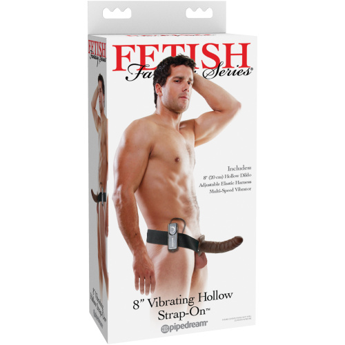 Fetish Fantasy Series 8-Inch Vibrating Hollow Strap-on - Brown