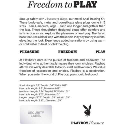 Playboy Pleasure - Pleasure 3 Ways - Butt Plug - Hematite