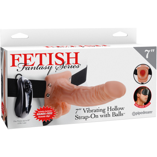 Fetish Fantasy Series 7-Inch Vibrating Hollow Strap-on With Balls - Flesh