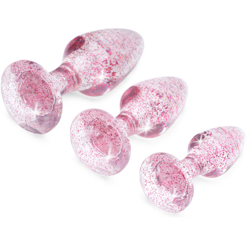 Glitter Gem Anal Plug Set - Pink