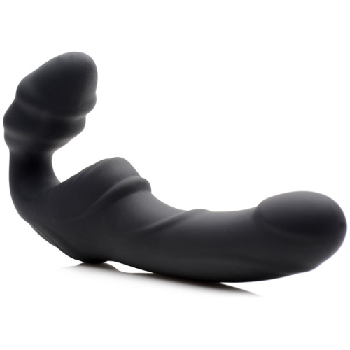 Slim Rider Ribbed Vibrating Silicone Strapless Strap-On