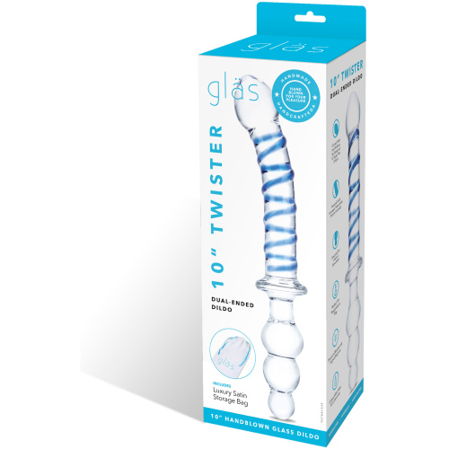 10 Inch Twister Dual-Ended Dildo - Clear/blue