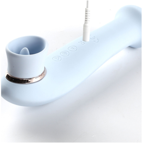 Destiny 15-Function Rechargeable Vibrating - Suction Wand - Blue