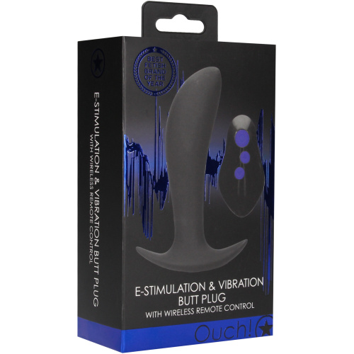 E-Stimulation and Vibration Butt Plug With Wireless Remote Control - Black