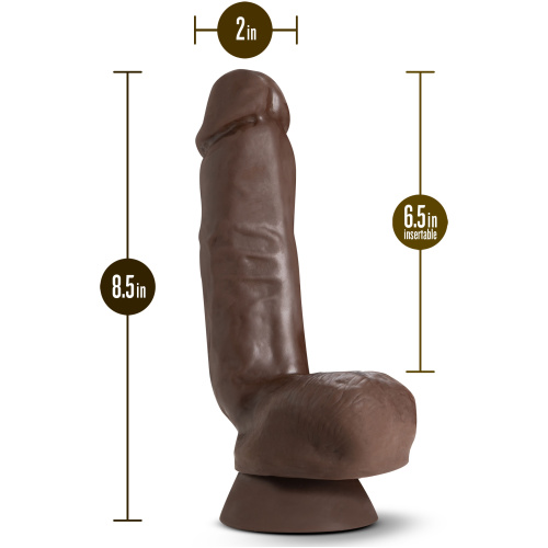Dr. Skin Plus - 8 Inch Thick Poseable Dildo With Squeezable Balls - Chocolate