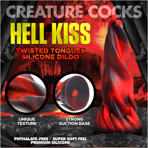 Hell Kiss Twisted Tongues Silicone Dildo - Red