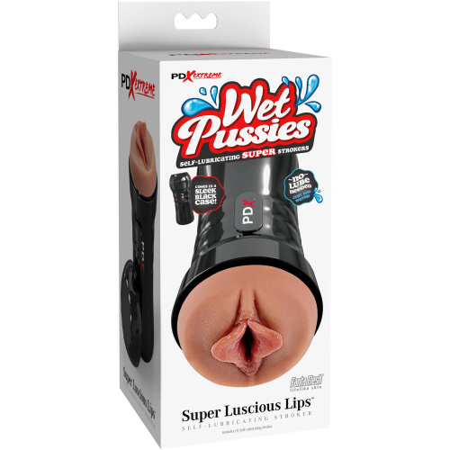 Wet Pussies - Super Luscious Lips Self  Lubricating Stroker - Brown