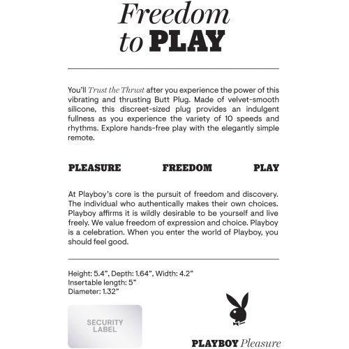 Playboy Pleasure - Trust the Thrust - Butt Plug - Black