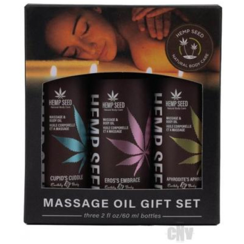 Hemp Seed Massage Oil Trio Gift Set - Valentines Day Collection 2 Oz