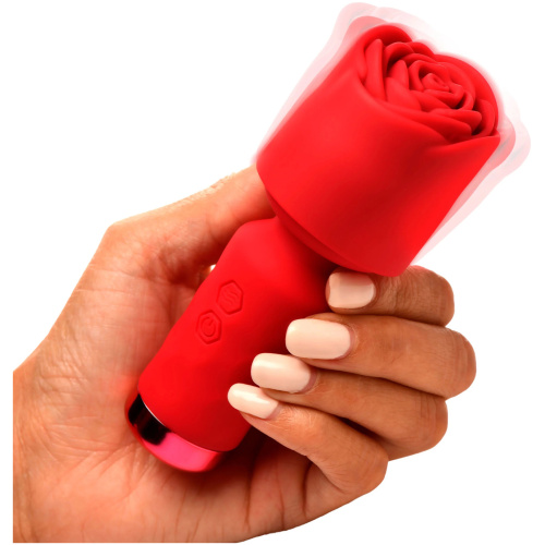 Pleasure Rose-Petite Mini Silicone Rose Wand - Red