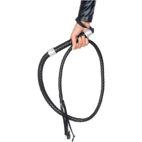 Rhinestone Handle Whip - Black