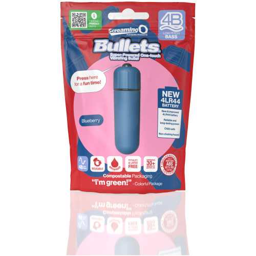 Screaming O 4b - Bullet - Super Powered One Touch Vibrating Bullet - Blueberry