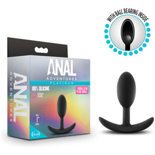 Anal Adventures - Platinum - Silicone Vibra Slim Plug - Small - Black