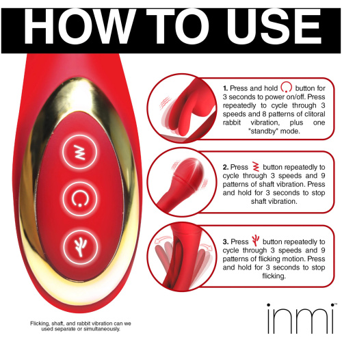 Rabbit Flick Flicking Silicone Rabbit Vibrator - Red