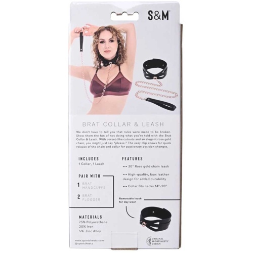 Brat Collar and Leash - Black / Rose Gold
