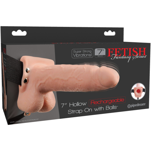 Fetish Fantasy Series 7 Inch Hollow Rechargeable Strap-on With Balls - Flesh
