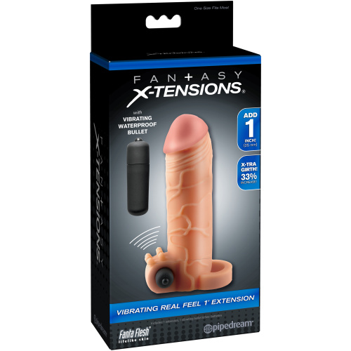 Fantasy X-Tensions Vibrating Real Feel 1-Inch Extension - Light